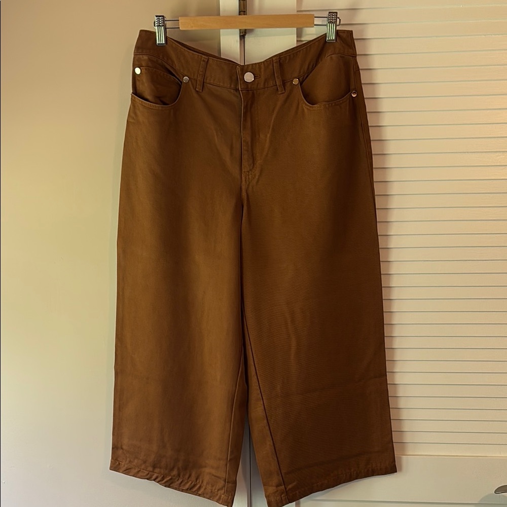EUC Brown Wide-Leg Cropped Pants